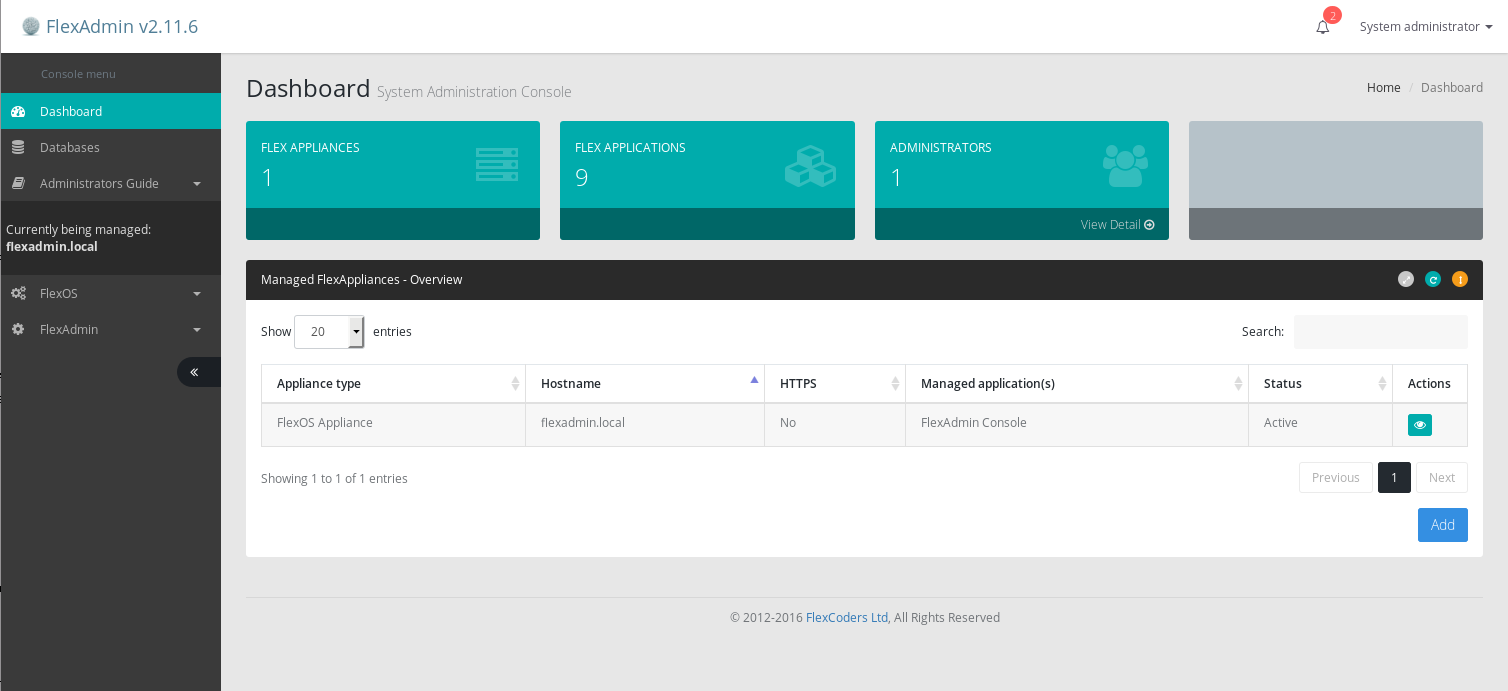 FlexAdmin dashboard